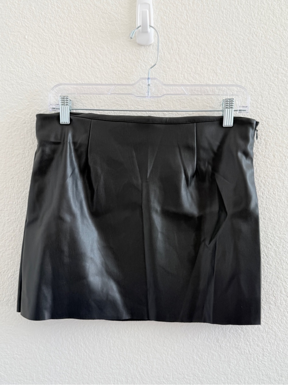 White Fox Boutique Black Faux Vegan Leather Mini Skirt Medium